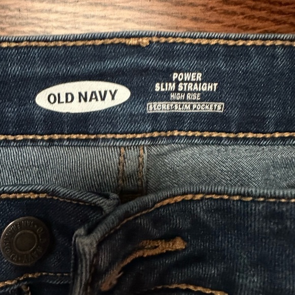 Old Navy Blue Straight Leg Jeans with Distressed Detail - Picture 3 of 6